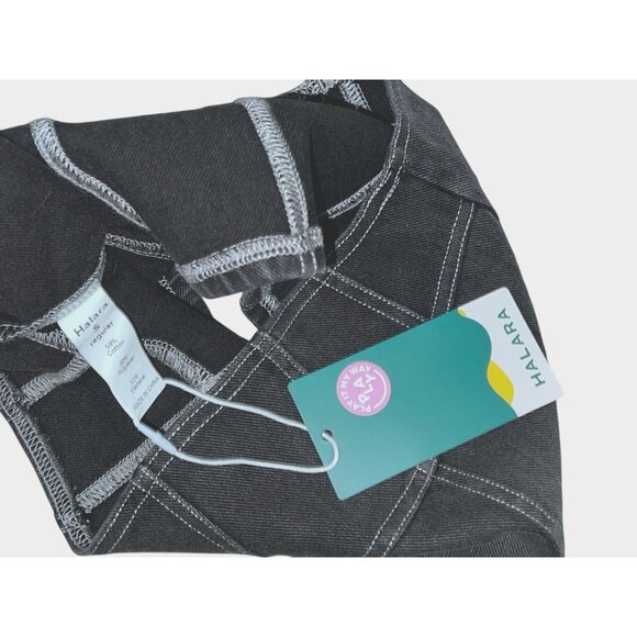 Halara Flex Skinny Washed Stretchy Knit Denim Casual Tube Top Sz Small Black - Picture 5 of 8